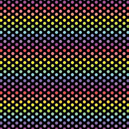 Devonstone Polked Spots Black Rainbow Fabric DV5530