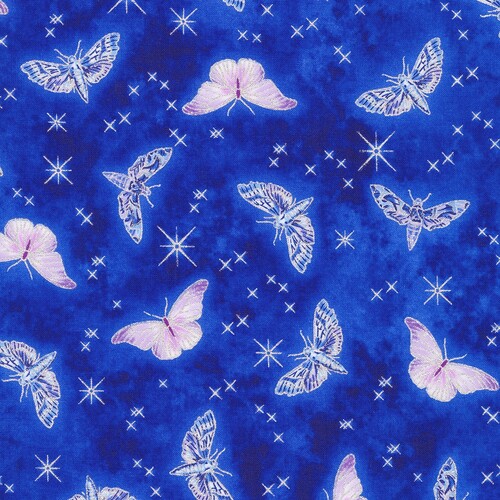 Robert Kaufman Mystic Moon Metallic Butterfly Sapphire 21636-74