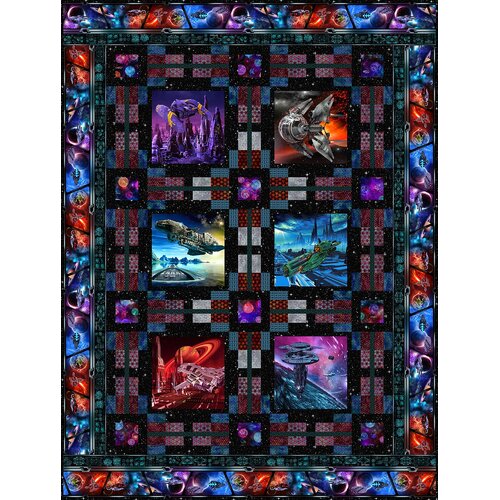 Sci Fi Galaxy Planets Space Crafts Quilt Kit