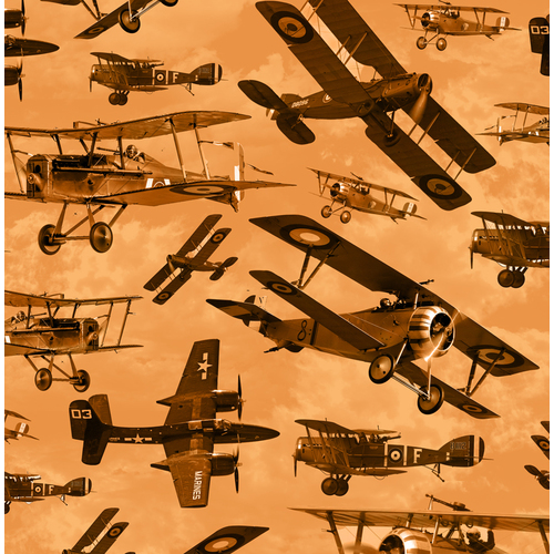 Remembering ANZAC II Biplanes Beige Fabric 3095G