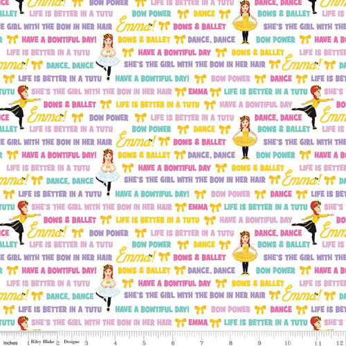 Fabric Remnant-The Wiggles Emma Text Words 88cm