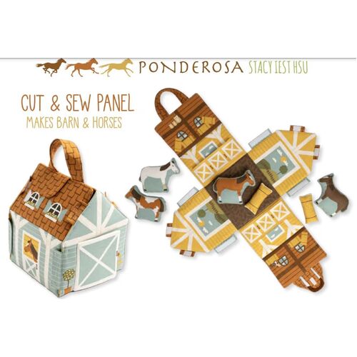 Moda Ponderosa Barn Horses Cut Sew Panel 20868-11