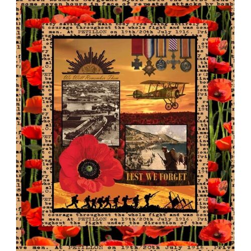 Remembering ANZAC Lest We Forget Quilt Panel Kit