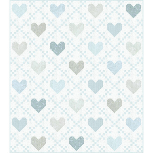 Alabaster Heirloom Hearts Quilt Fabric Kit 63" x 72"