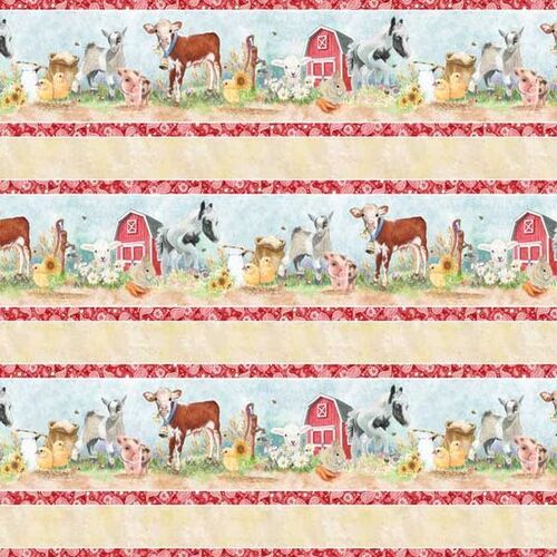 Barnyard Babies Farm Animals Border Stripe 5274 MU