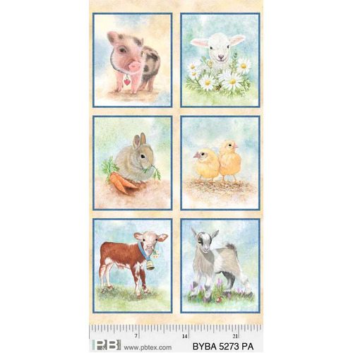 Barnyard Babies Baby Animals 24" Blocks Panel 5273 PA