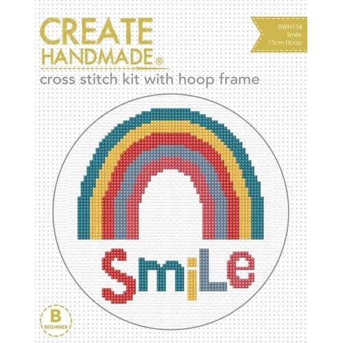 Cross Stitch Kit Hoop Frame Rainbow Smile BWN134