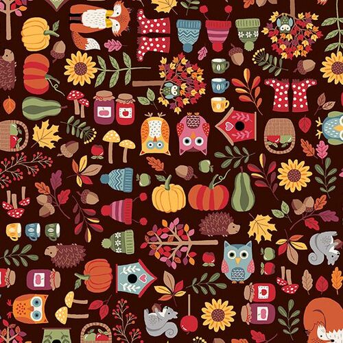 Super Sale Autumn Days Owls Novelty Brown 2593V