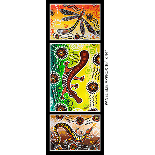 Spirit of the Bush 2 Aboriginal Art Platypus, Dragonfly Crocodile Panel 2061G