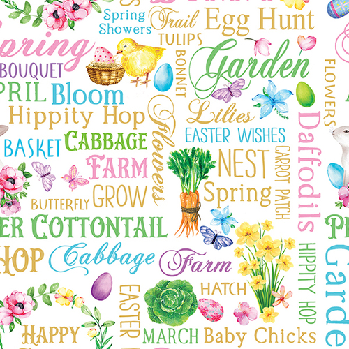 Cottontail Farms Easter Springtime Words White 0109