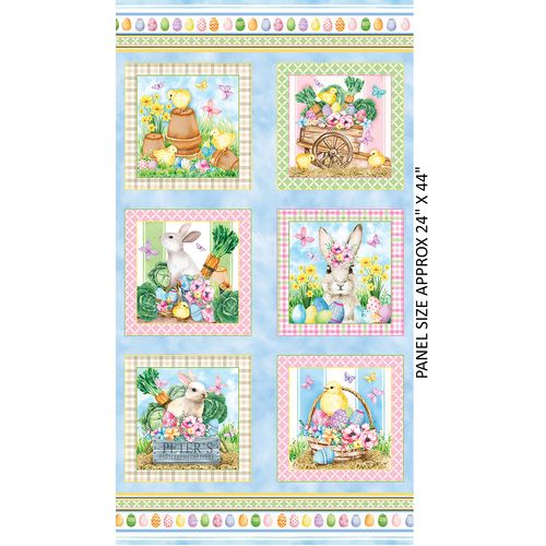 Cottontail Farms Easter Bunny Chicks 24" Quilt Panel 0554