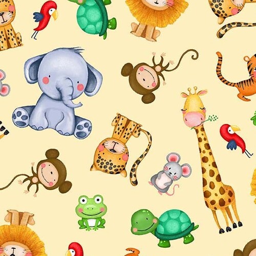 Super Sale Jungle Paradise Animal Babies Yellow 11063Y