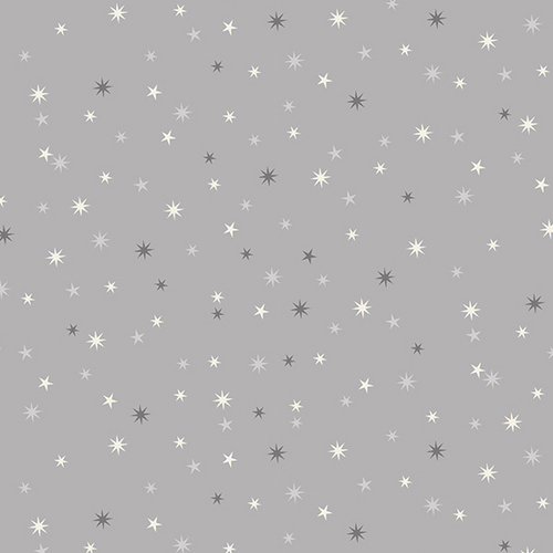 Fabric Remnant- Scandi Christmas Scattered Stars Silver  67cm