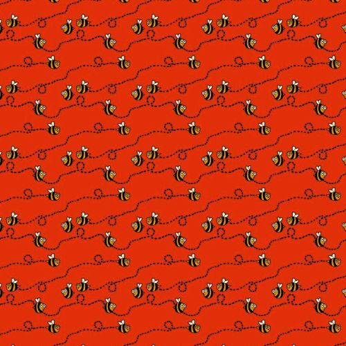 Fabric Remnant-Happy Farm Country Buzzing Bees Orange 37cm