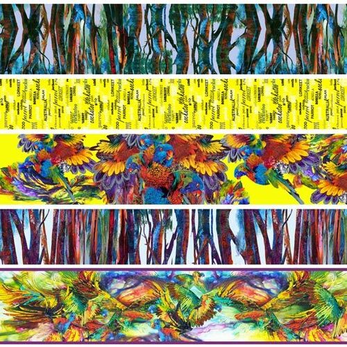 Fabric Remnant-Lorikeets Aloft Border Stripe 42cm