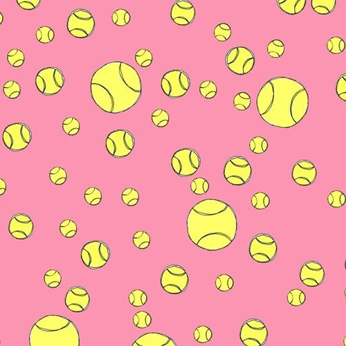 Fabric Remnant-Loralie Tennis Love Tennis World Balls 51cm