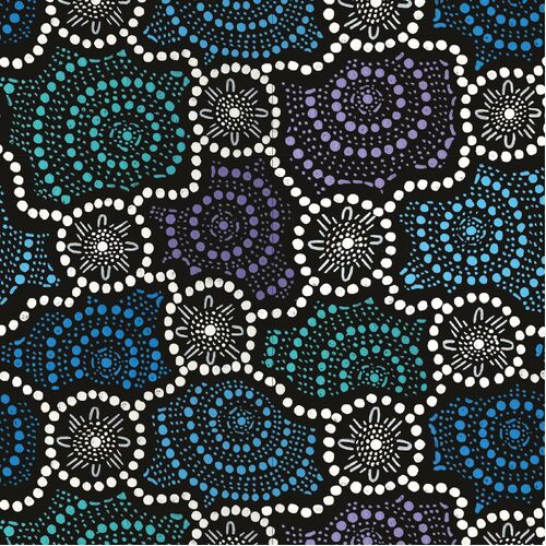 Fabric Remnant-Saltwater Dreamtime Indigenous Art 59cm