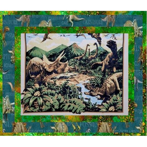 Super Sale Jurrasic Dinosaurs Quilt Panel Kit