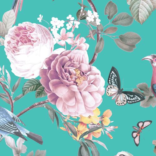 Unrivalled Collection Exquisite Bird Floral Teal 54" Wide DV4006