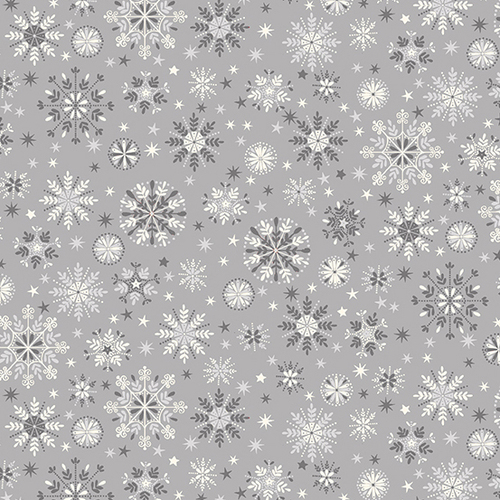 Fabric Remnant -Scandi Christmas Scattered Snowflakes 47cm