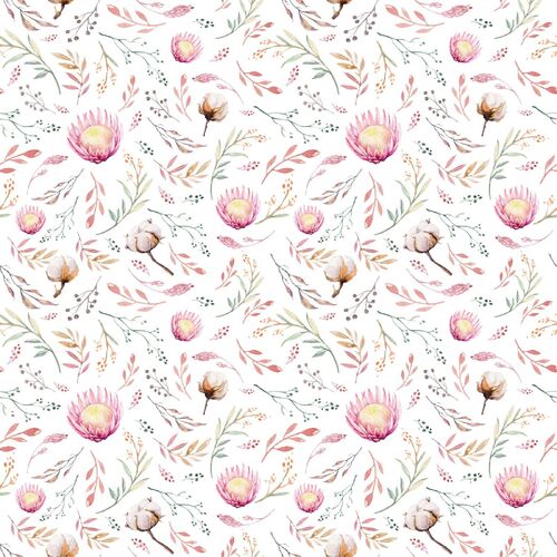 Fabric Remnant -	 A Mother's Love Floral White 50cm