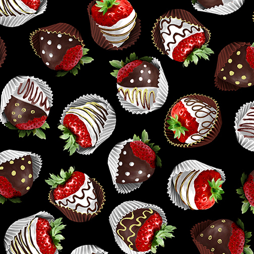 Fabric Remnant -Chocolicious Chocolate Dipped Strawberry 77cm