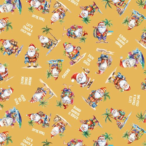 Old Mate Aussie Christmas Santa Fabric Crack a Cold One DV6364
