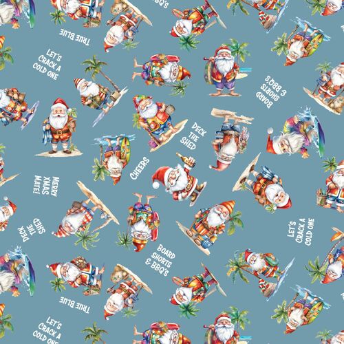 Old Mate Aussie Christmas Santa Fabric Crack a Cold One DV6363