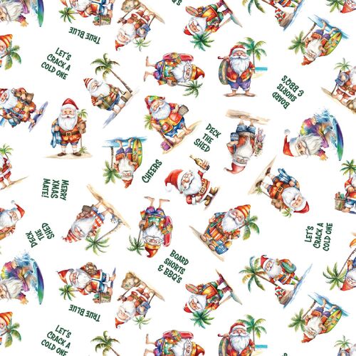 Old Mate Aussie Christmas Santa Fabric Crack a Cold One DV6361