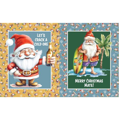 Old Mate Aussie Christmas Santa Sacks Panel DV6365