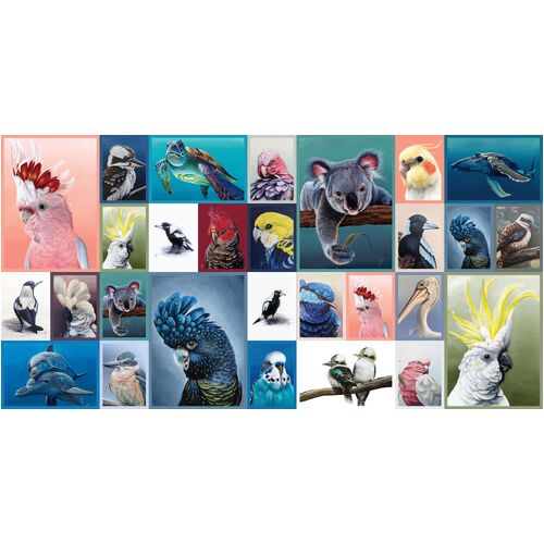 Chris Riley Aussie Animals Birds Postcard Panel Blocks DV3917