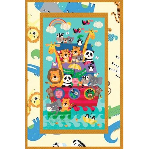 Noah's Ark Animals 2 By 2 Panel Quilt Kit