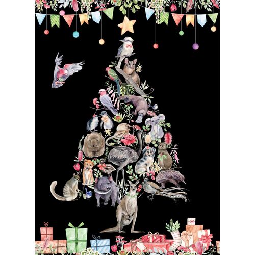 Bush Celebration Aussie Christmas Tree Panel Black DV6370