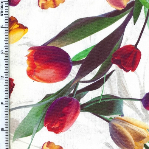 Super Sale Scattered Tulips Floral White Multi HQ4434 003