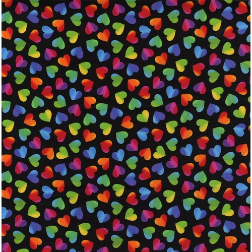 Super Sale Scattered Ombre Rainbow Hearts Black TTC8570