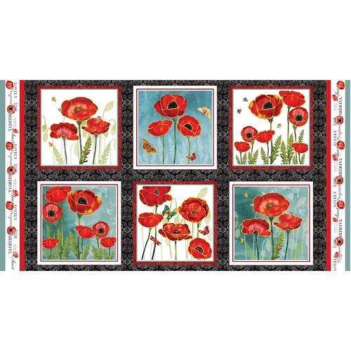 Super Sale Poppies Poppy Blocks 24" Panel BQ5417 089
