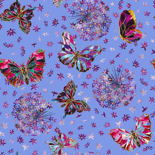 Super Sale Mosaic Butterfly Floral Periwinkle BQ1630 072