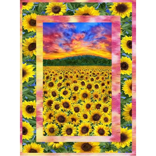 Super Sale Sunflower Sunset Quilt Panel Kit