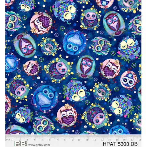 Hootie Patootie Scattered Owls Blue 5303 DB