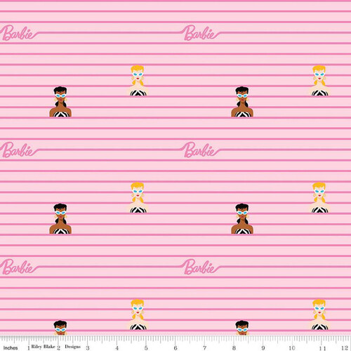 Riley Blake Barbie™ World Girls Stripe Pink 15022