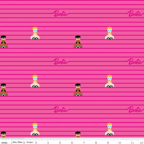 Riley Blake Barbie™ World Girls Stripe Hot Pink 15022
