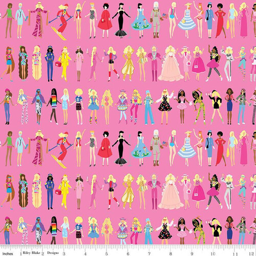 Riley Blake Barbie™ World Girls Dolls Medium Pink 15021