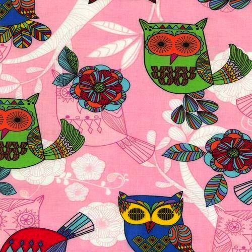 Fabric Remnant -Hoot Hoot Funky Owl FLoral 96cm