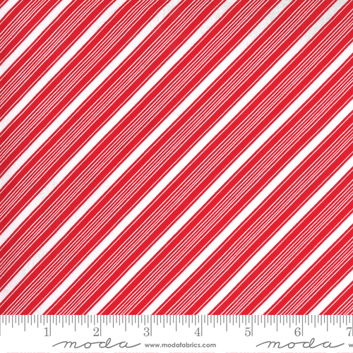 Fabric Remnant -Merry Bright Christmas Red Stripe 44cm