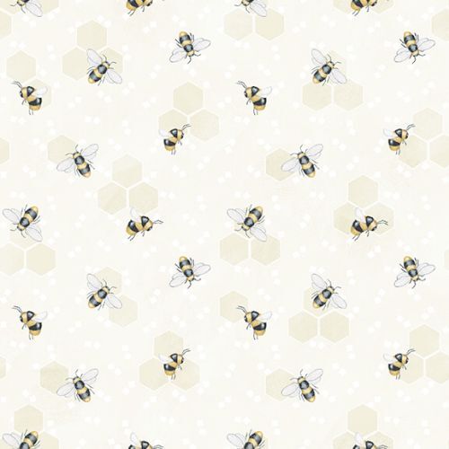 Fabric Remnant -	Bee You! Buzzing Bees Honeycomb 37cm
