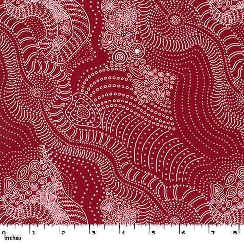 Fabric Remnant -Australian Aboriginal Design Dreamtime Riverbed 57cm