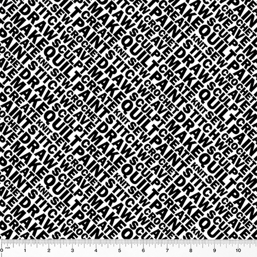 Fabric Remnant -Breaking News Arts Crafts Words 68cm