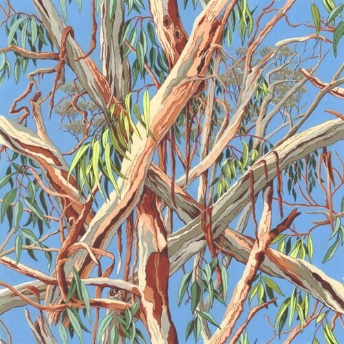 Fabric Remnant -Australian Native Eucalyptus Gumtrees 99cm