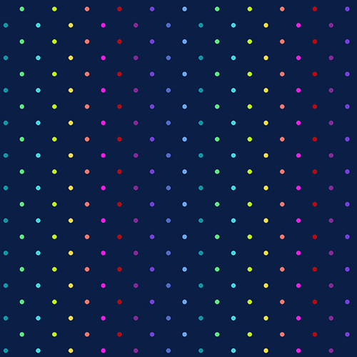 Fabric Remnant -Rainbow Sprinkles Swiss Dots Navy 95cm