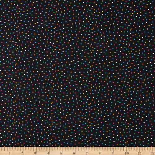Fabric Remnant -Nine Lives Spots Dotty Black 30cm